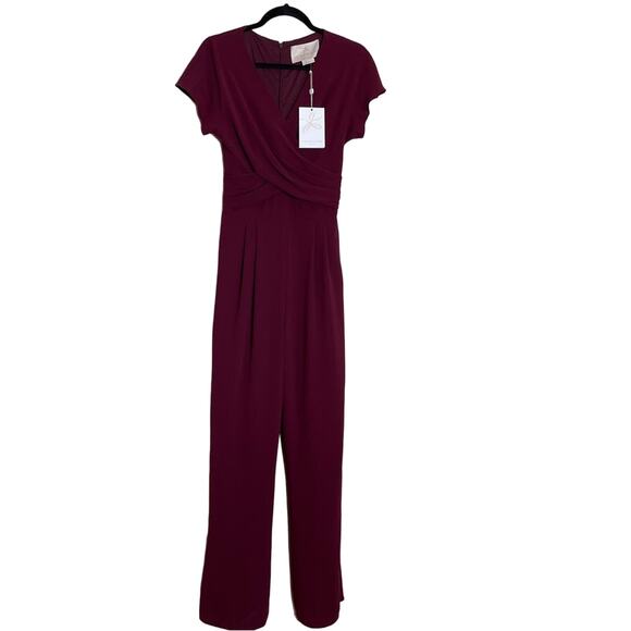 Gal Meets Glam Delaney Crossover Wrap Jumpsuit Red Wine Size 8 NEW - Picture 5 of 10